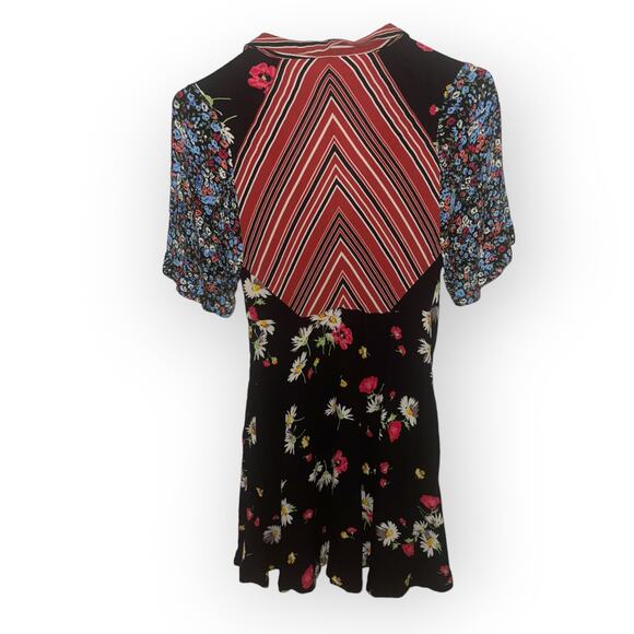 Free People Womens Floral Black Red Dress Size 2 - Picture 4 of 5
